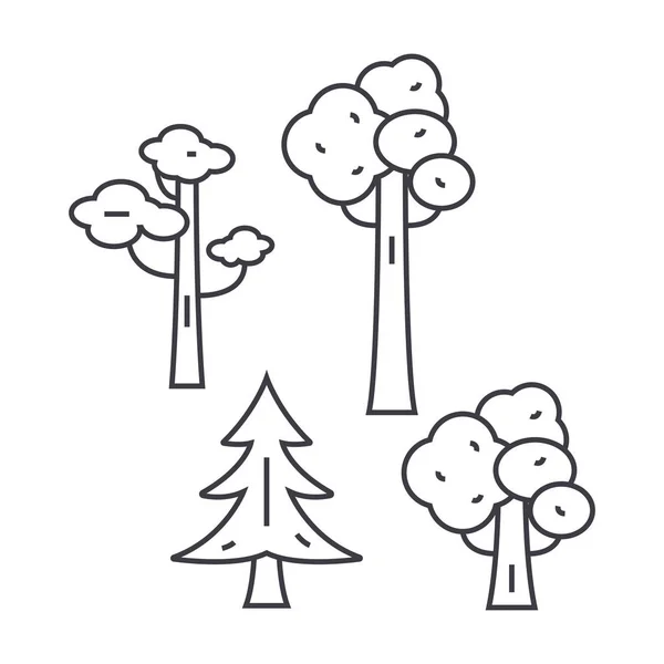 Park trees concetto icona linea sottile. Parco alberi segno vettoriale lineare, simbolo, illustrazione . — Vettoriale Stock
