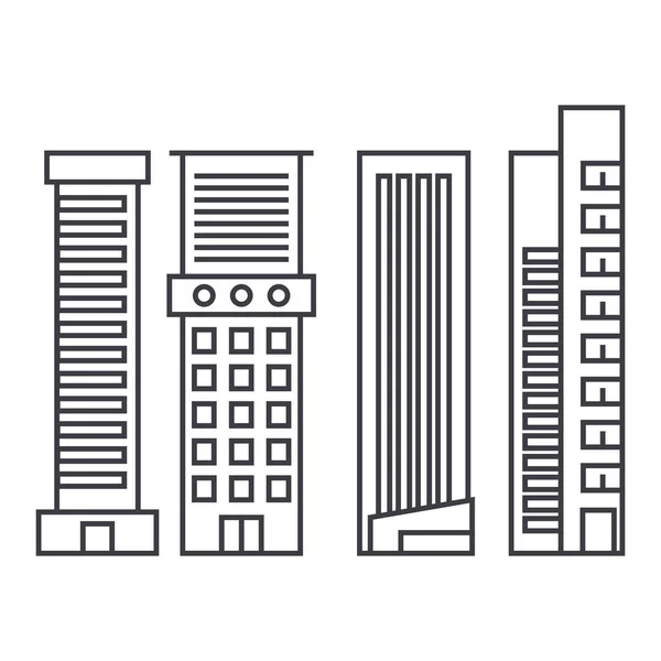Skyscraper thin line icon concept. Skyscraper linear vector sign, symbol, illustration. — Stock Vector