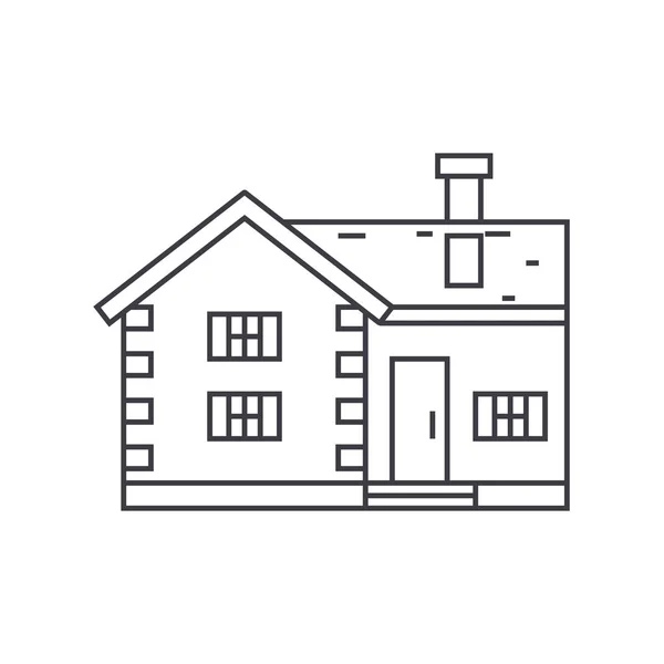 Falusi ház vékony vonal ikon koncepció. Falusi ház lineáris vektor jele, szimbólum, illusztráció. — Stock Vector