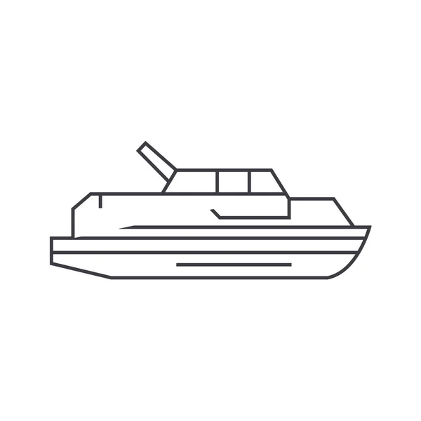 Jacht cienka linia ikona koncepcja. Jacht liniowe wektor znak, symbol, ilustracja. — Wektor stockowy