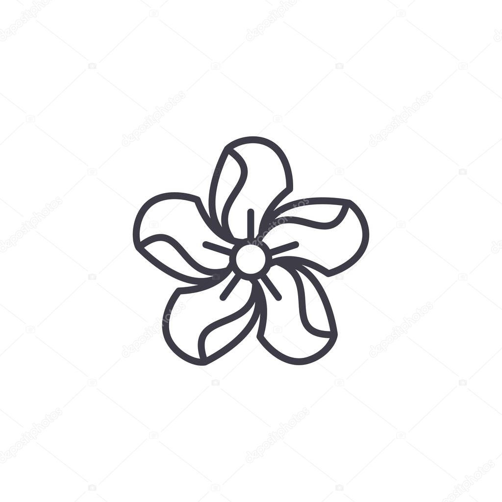 Oleander line icon concept. Oleander flat vector sign, symbol, illustration.