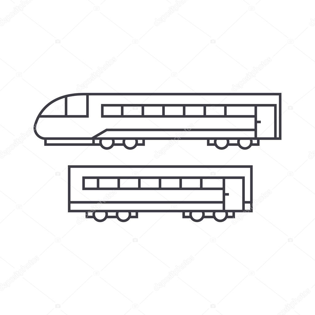 Train thin line icon concept. Train linear vector sign, symbol, illustration.