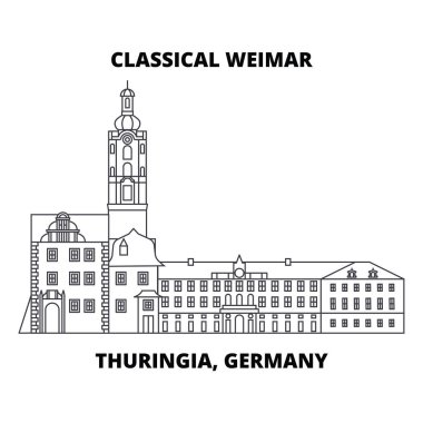 Klasik Weimar, Thuringia, Almanya satırı simgesi kavramı. Klasik Weimar, Thuringia, Almanya doğrusal vektör işaret, sembol, şekil.