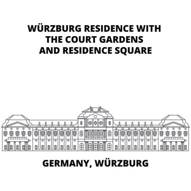 Wurzburg Residence satırı simgesi kavramı, Almanya. Almanya, Wurzburg Residence doğrusal vektör işaret, sembol, şekil.