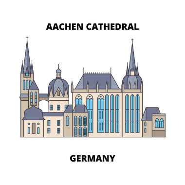 Aachen Katedrali, Almanya satırı simgesi kavramı. Aachen Katedrali, Almanya düz vektör işaret, sembol, şekil.