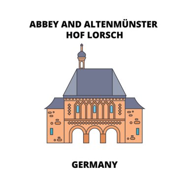 Abbey, Lorsch, Almanya satırı simgesi kavramı. Abbey, Lorsch, Almanya düz vektör işaret, sembol, şekil.