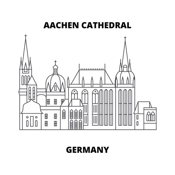 Cathédrale d'Aix-la-Chapelle, Allemagne. Cathédrale d'Aix-la-Chapelle, Allemagne signe vectoriel linéaire, symbole, illustration . — Image vectorielle
