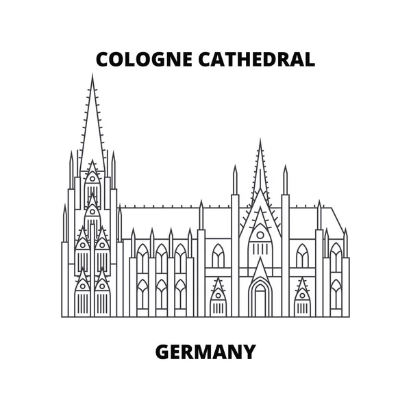 Колонья, Германия. Кёльнский собор, Германия линейный векторный знак, символ, иллюстрация . — стоковый вектор