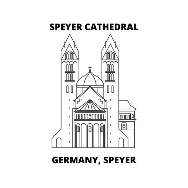 Allemagne, Speyer, concept d'icône de ligne de la cathédrale Speyer. Allemagne, Speyer, Speyer Cathédrale signe vectoriel linéaire, symbole, illustration . — Image vectorielle