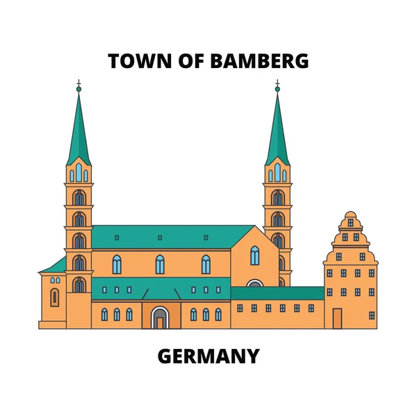 Alemanha, Cidade de Bamberg conceito ícone de linha. Alemanha, Cidade de Bamberg sinal vetorial plana, símbolo, ilustração . — Vetor de Stock