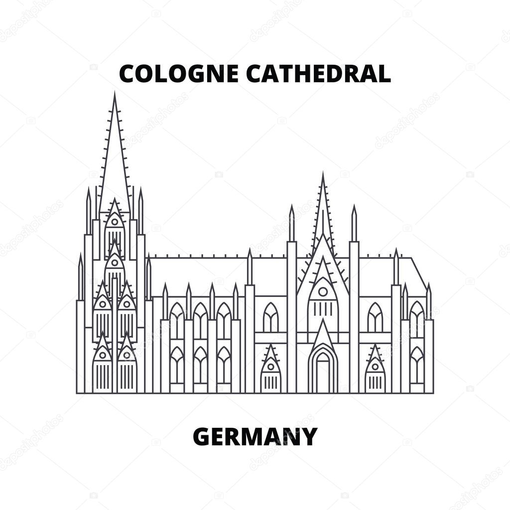 Cologne Cathedral, Germany  line icon concept. Cologne Cathedral, Germany  linear vector sign, symbol, illustration.