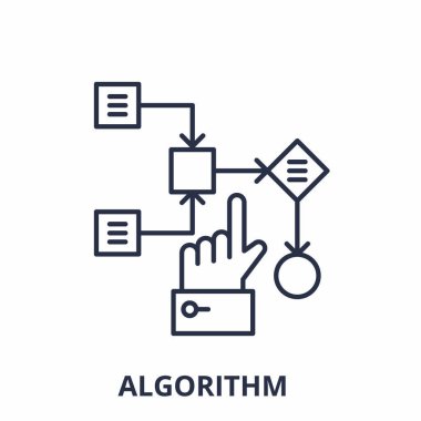 Algorithm line icon concept. Algorithm vector linear illustration, symbol, sign clipart