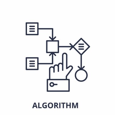 Algorithm line icon concept. Algorithm vector linear illustration, sign, symbol clipart svg vector 