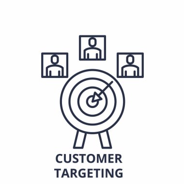 Müşteri hedefleme satırı simgesi kavramı. Hedefleme doğrusal vektör çizim, sembol, işareti müşteri