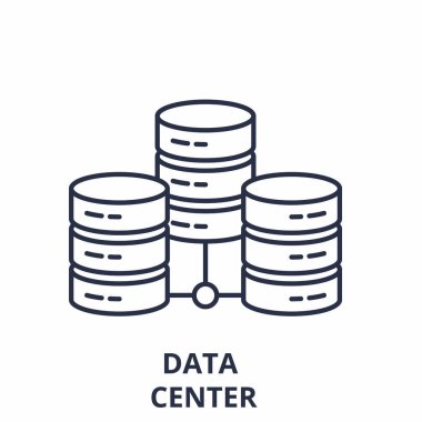 Veri merkezi hat simgesi kavramı. Veri merkezi doğrusal vektör çizim, sembol, işareti