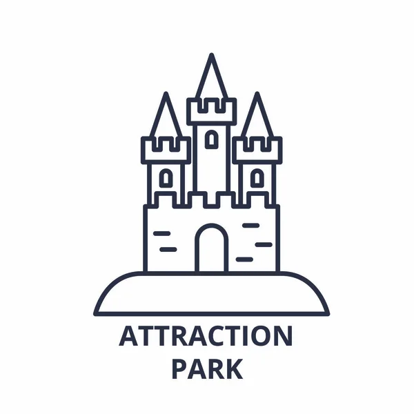 Attraction concept icône de ligne de parc. Attraction parc vectoriel illustration linéaire, symbole, signe — Image vectorielle