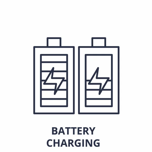 Concept d'icône de ligne de charge de batterie. Vecteur de charge de batterie illustration linéaire, symbole, signe — Image vectorielle