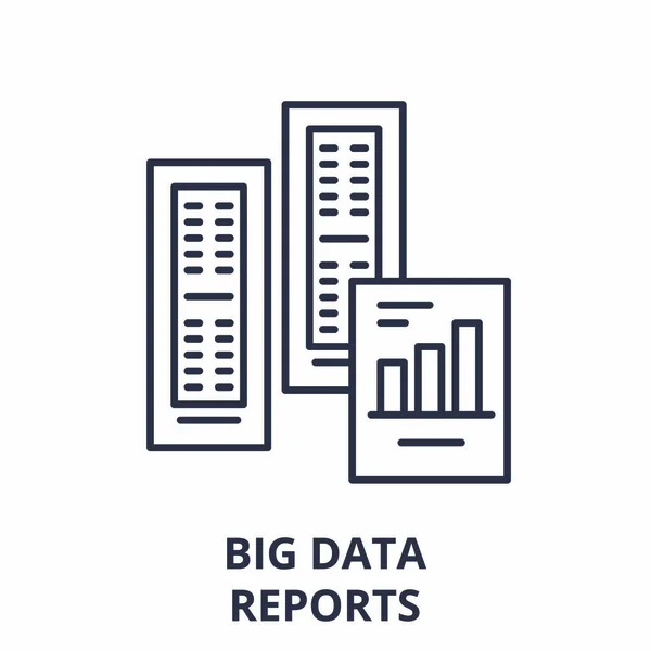 Big-Data-Berichte linieren das Icon-Konzept. Big Data berichtet Vektor lineare Illustration, Symbol, Zeichen — Stockvektor