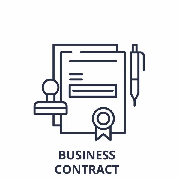 Affärsidé kontrakt linje-ikonen. Företag kontrakt linjär vektorillustration, symbol, underteckna — Stock vektor