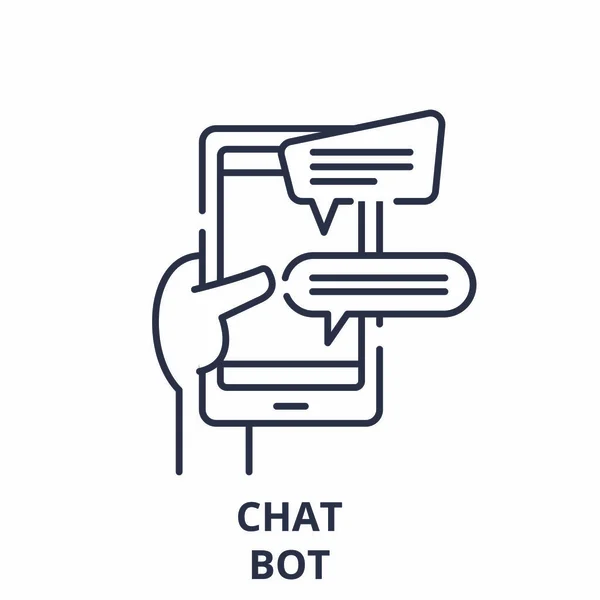 チャット ロボット ライン アイコン概念。チャットボット ベクトルの線形図、シンボル、記号 — ストックベクタ