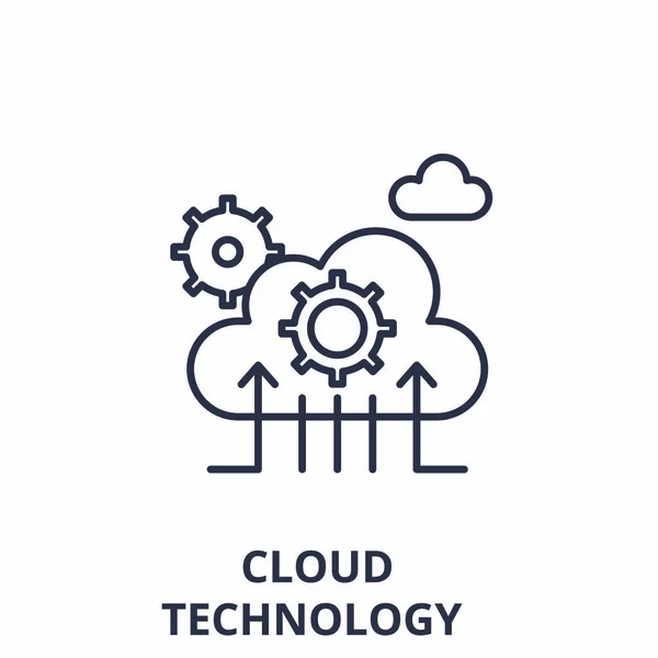 Concepto de icono de línea de tecnología Cloud. Nube tecnología vector ilustración lineal, símbolo, signo — Vector de stock