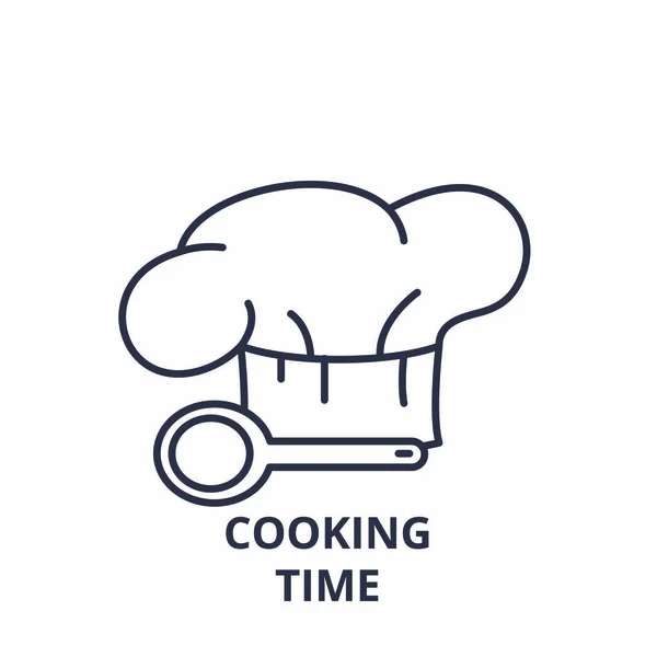 Concept d'icône de ligne de temps de cuisson. Temps de cuisson vectoriel illustration linéaire, symbole, signe — Image vectorielle