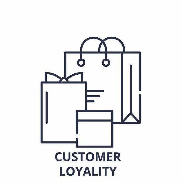 Концепция линии лояльности клиентов. Векторная линейная иллюстрация лояльности заказчика, символ, знак — стоковый вектор