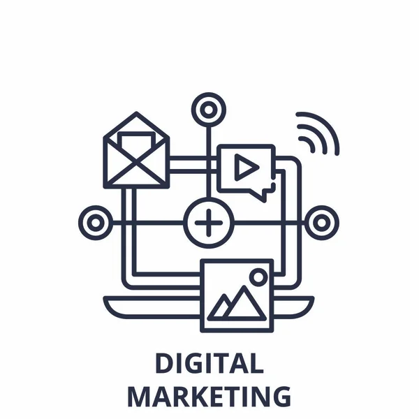 Concepto de icono de línea de marketing digital. Digital marketing vector lineal ilustración, símbolo, signo — Archivo Imágenes Vectoriales