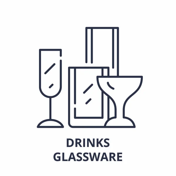 Bebidas concepto icono de la línea de cristalería. Bebidas de vidrio vector lineal ilustración, símbolo, signo — Vector de stock