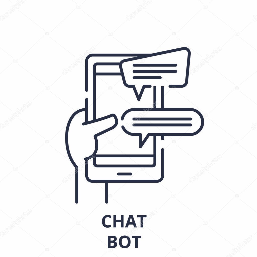 Chat bot line icon concept. Chat bot vector linear illustration, symbol, sign