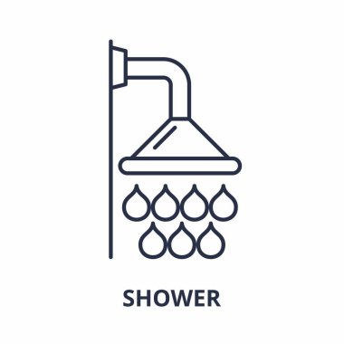 Duş satırı simgesi kavramı. Duş vektör lineer illüstrasyon, sembol, işareti