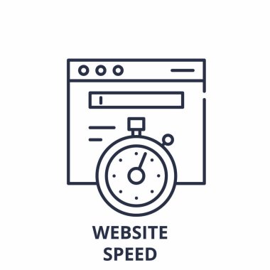 Web sitesi hız satırı simgesi kavramı. Web sitesi hız vektör lineer illüstrasyon, sembol, işareti