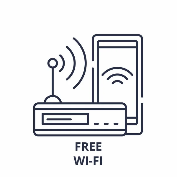 Free wi-fi line icon concept. Free wi-fi vector linear illustration, symbol, sign — Stock Vector