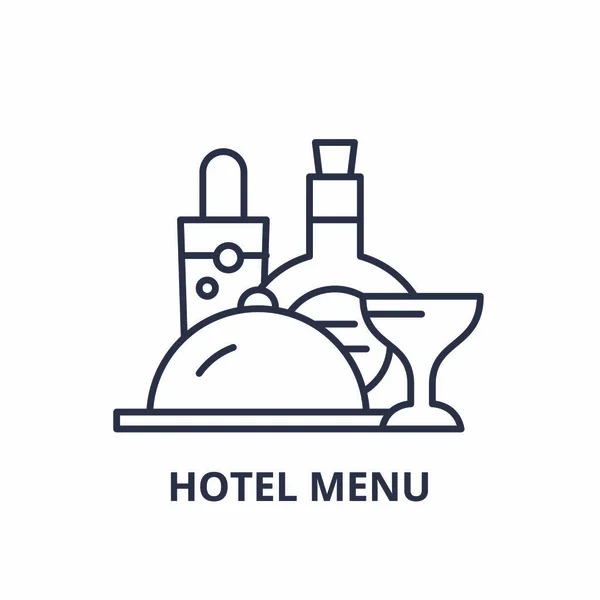 Conceito de ícone de linha de menu do hotel. Hotel menu vetor ilustração linear, símbolo, sinal — Vetor de Stock