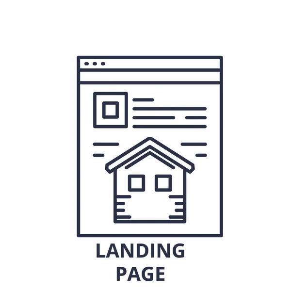 Conceito de ícone de linha de landing page. Landing page vetor ilustração linear, símbolo, sinal — Vetor de Stock