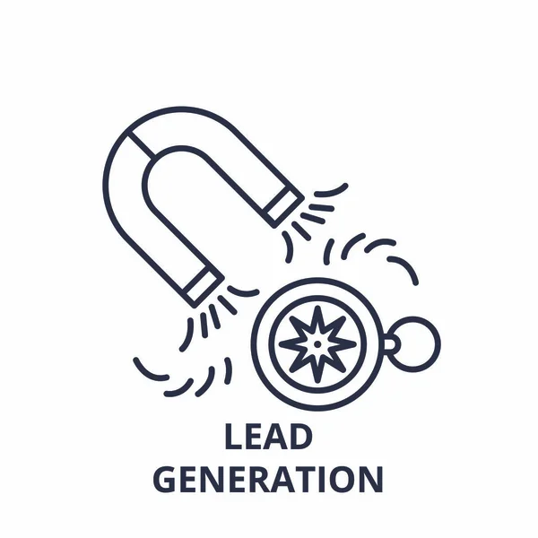 Lead generatie lijn pictogram concept. Lead generatie lineaire vectorillustratie, symbool, teken — Stockvector