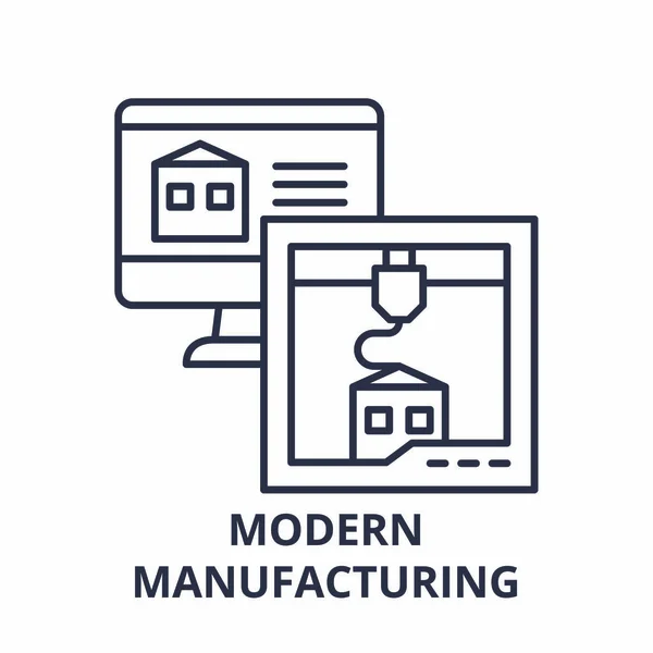 Conceito de ícone de linha de fabricação moderna. Ilustração linear moderna do vetor da fabricação, símbolo, sinal —  Vetores de Stock