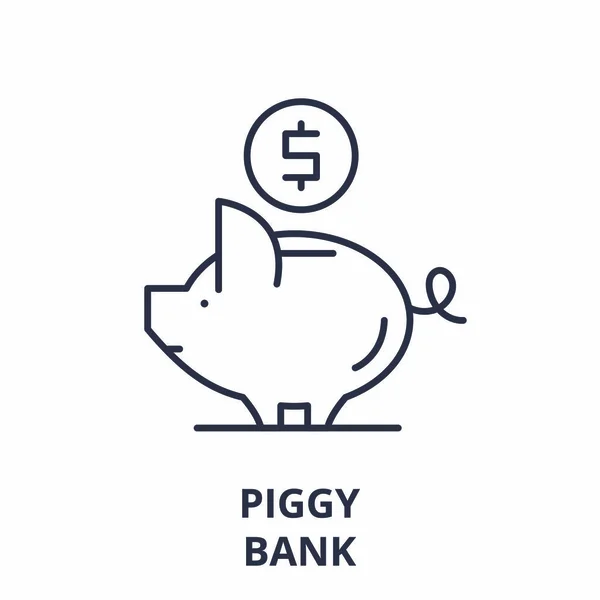 Concept d'icône de ligne de tirelire. Piggy Bank vecteur illustration linéaire, symbole, signe — Image vectorielle