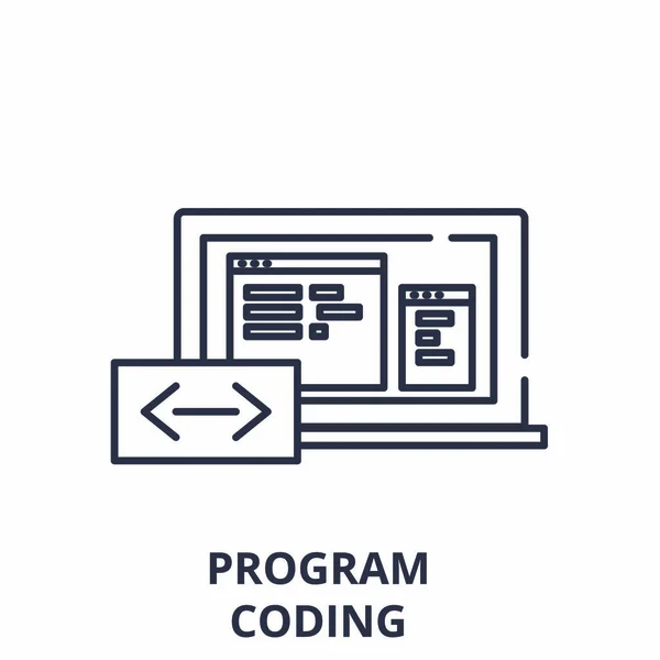 Conceito de ícone de linha de programação. Programa de codificação vetorial ilustração linear, símbolo, sinal — Vetor de Stock