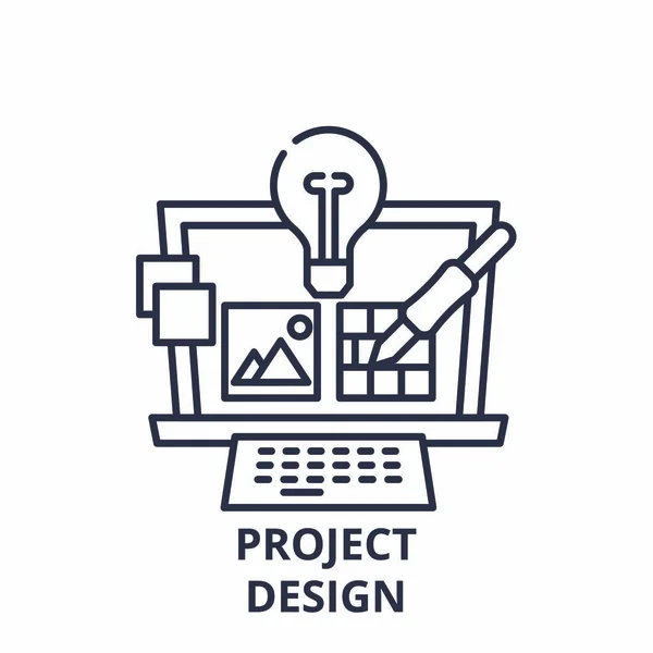 Projeto conceito de ícone de linha de design. Projeto desenho vetorial ilustração linear, símbolo, sinal — Vetor de Stock