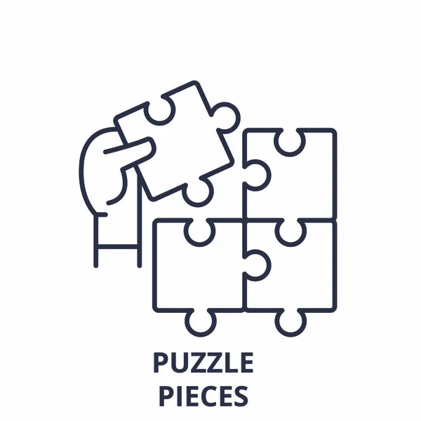 Понятие Puzzle pieces line. векторная линейная иллюстрация, символ, знак — стоковый вектор