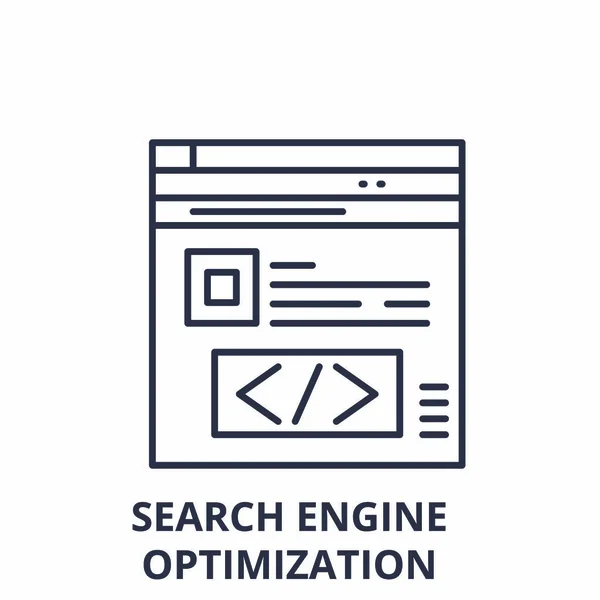 Search engine optimalisatie lijn pictogram concept. Search engine optimalisatie lineaire vectorillustratie, symbool, teken — Stockvector