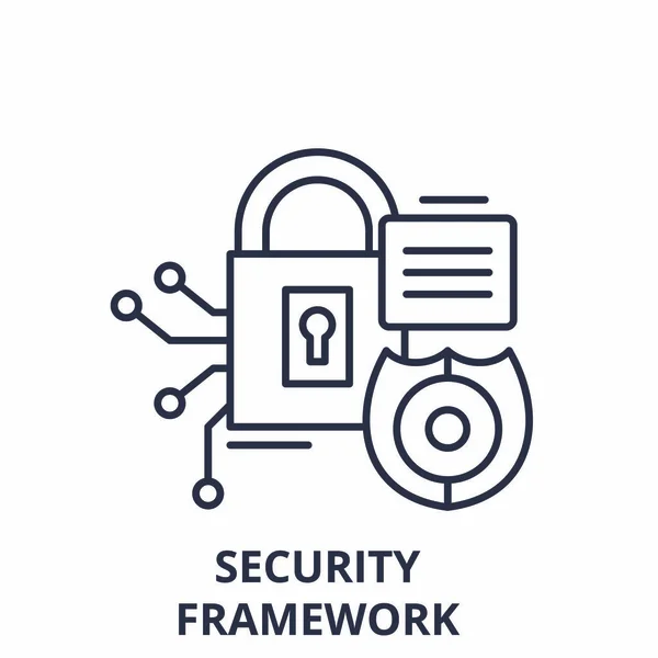 Security framework linii ikona koncepcja. Security framework ilustracja wektorowa liniowe, symbol, znak — Wektor stockowy
