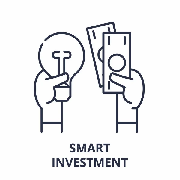 Smart investering line ikonen koncept. Smart investering vektor linjär illustration, symbol, underteckna — Stock vektor