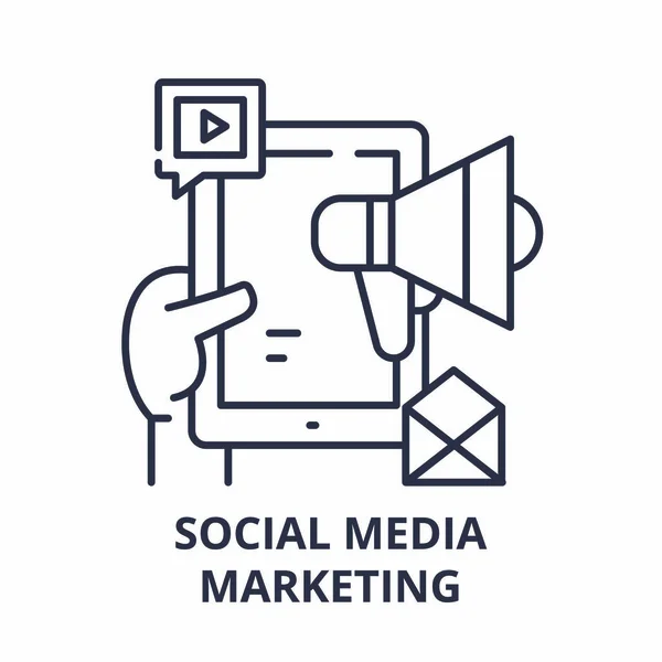 Social media marketing, koncepcja linia ikona koncepcja. Social media marketing, koncepcja wektor ilustracja liniowa, symbol, znak — Wektor stockowy