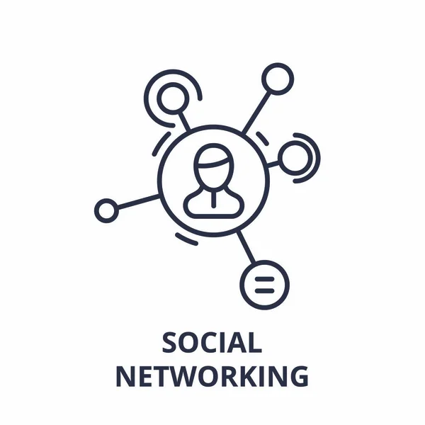 Conceito de ícone de linha de rede social. Redes sociais vetor ilustração linear, símbolo, sinal —  Vetores de Stock