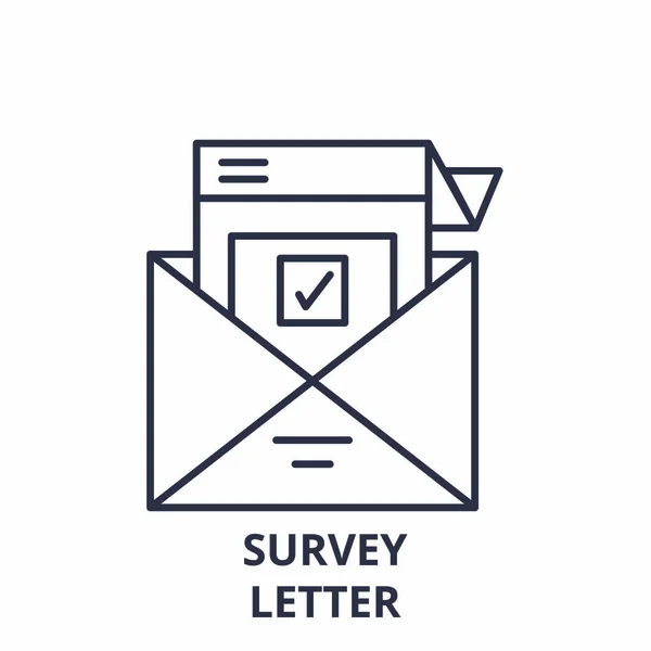 調査手紙ライン アイコン概念。文字ベクトルの線形図、シンボル、記号を調査します。 — ストックベクタ