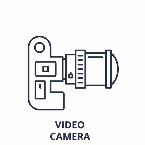 Концепция иконки видеокамеры. Видеокамера векторная линейная иллюстрация, символ, знак — стоковый вектор