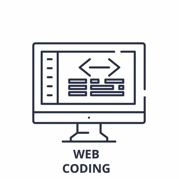 Conceito de ícone de linha de codificação web. Web codificação vetorial ilustração linear, símbolo, sinal — Vetor de Stock