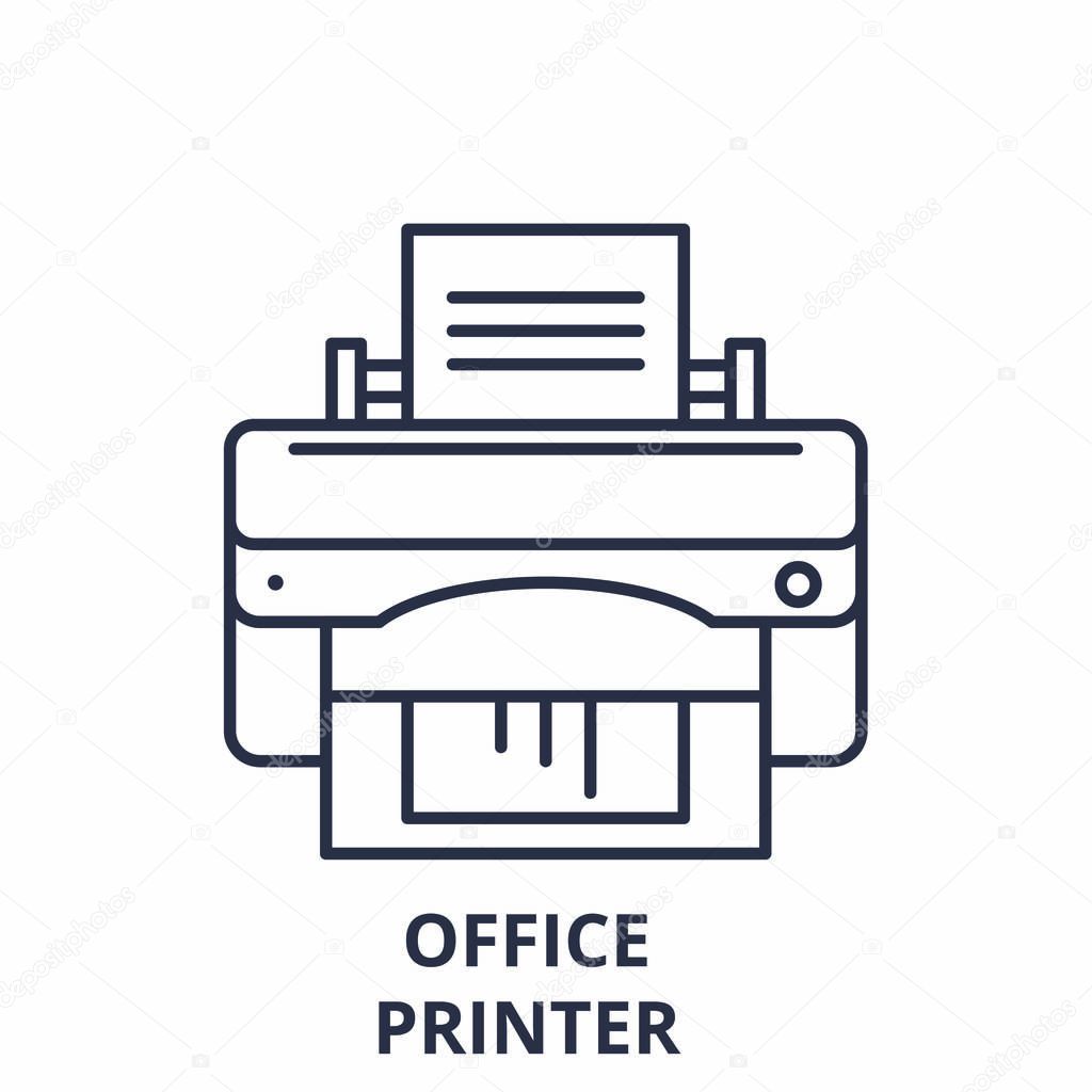 Office printer line icon concept. Office printer vector linear illustration, symbol, sign